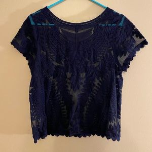 Lace blouse blue